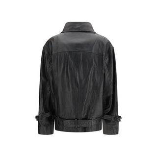 Chaqueta de cuero de cordero negra