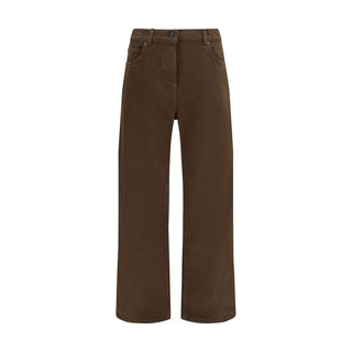 Brown Cotton Straight-Leg Jeans