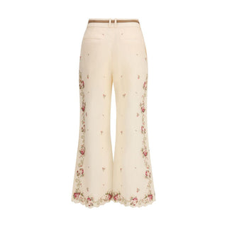 Pantalones acampanados de algodón beige