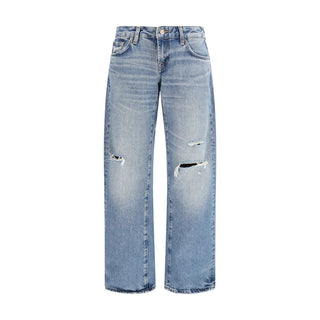Blaue Jeans mit geradem Bein aus Baumwolle