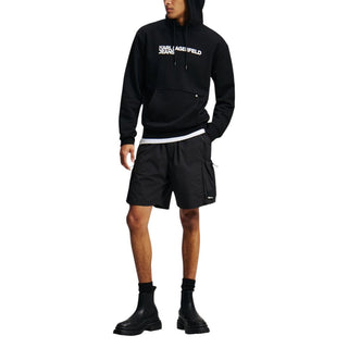 Schwarzer Baumwoll-Kapuzenpullover