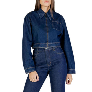 Chaqueta azul de mezclilla de algodón