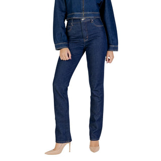 Jeans ajustados de algodón azul