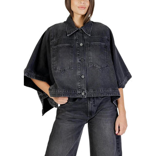 Schwarze Jeansjacke aus Baumwolle