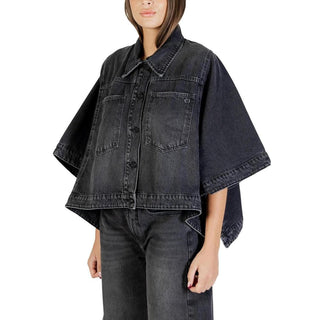 Schwarze Jeansjacke aus Baumwolle
