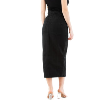 Black Cotton Midi Skirt