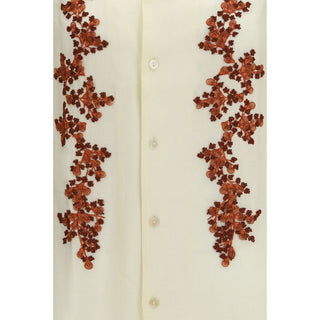 Camisa bicolor de algodón con estampado