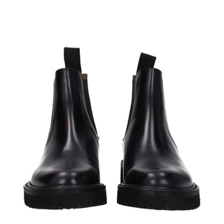 Schwarze Leder-Stiefeletten