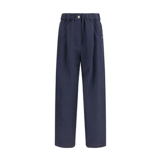 Blaue Viskose Freizeithose