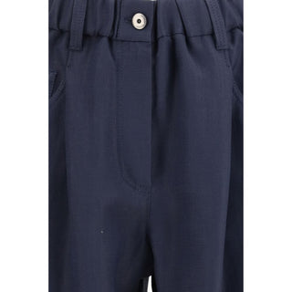 Blaue Viskose Freizeithose