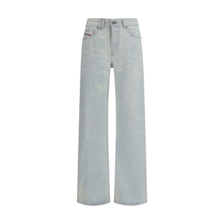 Jeans de pierna recta de algodón azul