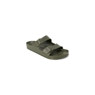 Green Plastic Flat Sandals