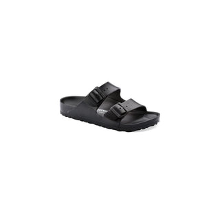 Schwarze flache Sandalen aus Polyester