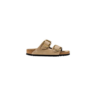 Beige flache Ledersandalen