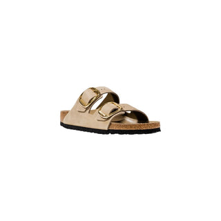 Beige flache Ledersandalen