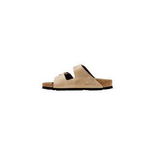 Beige flache Ledersandalen