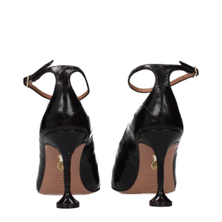 Brown Leather High Heel Pumps