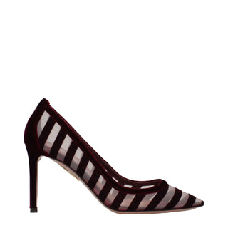 Transparente Samt-Pumps mit mittlerem Absatz