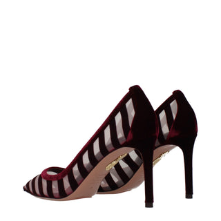 Transparente Samt-Pumps mit mittlerem Absatz