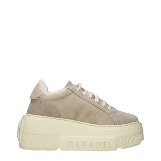 Beige Leder-Chunky-Sneaker