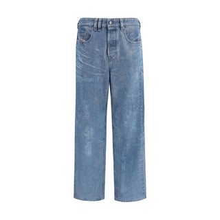 Jeans de pierna recta de algodón azul