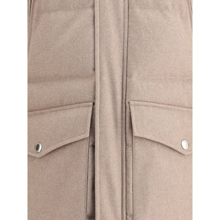 Chaqueta beige de cachemira de largo completo