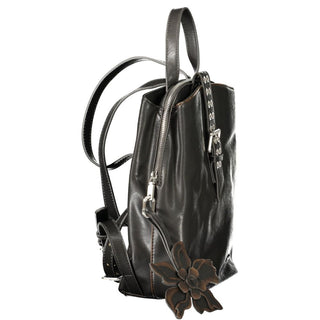 Black Polyurethane Women Backpack