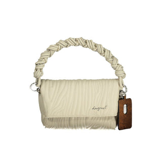 Ecru Polyurethane Women's Handbag