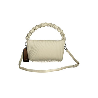 Ecru Polyurethane Women's Handbag