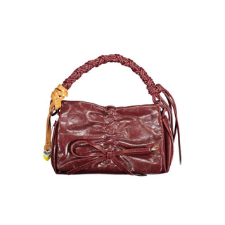 Burgunderfarbene Polyurethan-Mini-Damenhandtasche