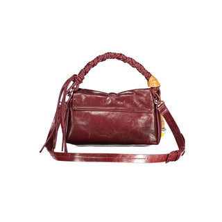 Burgunderfarbene Polyurethan-Mini-Damenhandtasche