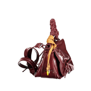 Burgunderfarbene Polyurethan-Mini-Damenhandtasche