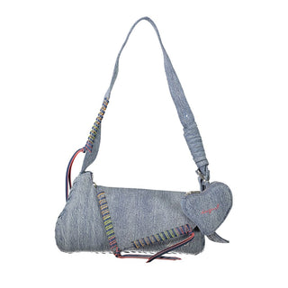 Bolso de hombro para mujer de algodón azul celeste