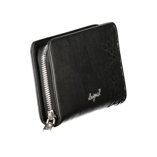 Cartera de poliuretano negra para mujer