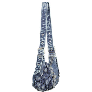 Bolso de hombro para mujer de algodón azul