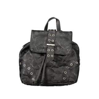 Black Polyurethane Women Backpack