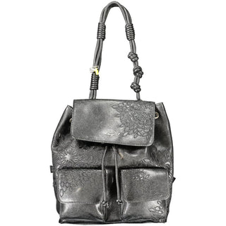 Schwarzer Mini-Rucksack aus Polyurethan für Damen