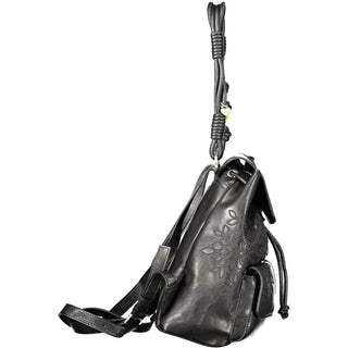 Schwarzer Mini-Rucksack aus Polyurethan für Damen
