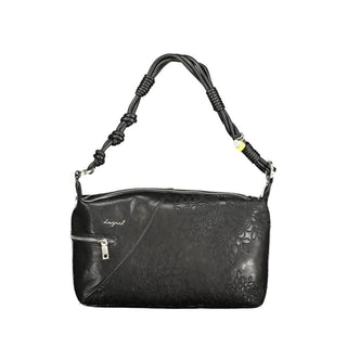 Bolso de mano negro de poliuretano para mujer