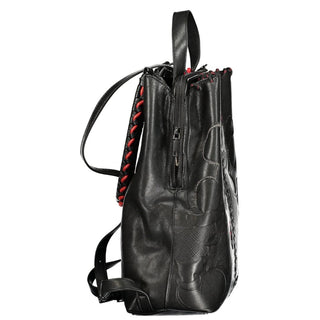 Mochila de poliuretano negra para mujer