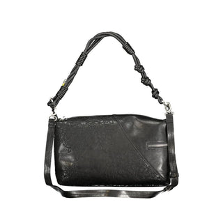 Bolso de mano negro de poliuretano para mujer