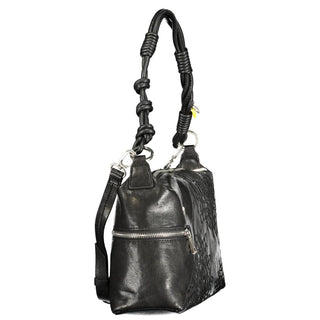 Bolso de mano negro de poliuretano para mujer