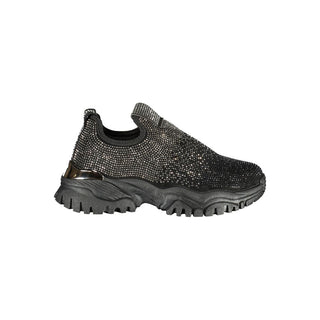 Schwarzer Polyurethan-Sneaker für Damen