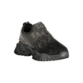 Schwarzer Polyurethan-Sneaker für Damen