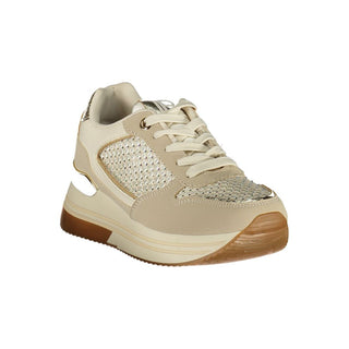 Beiger Polyurethan-Sneaker für Damen