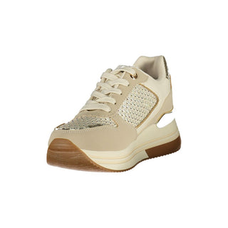Beiger Polyurethan-Sneaker für Damen