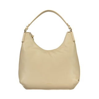 Bolso de mano de cuero beige para mujer