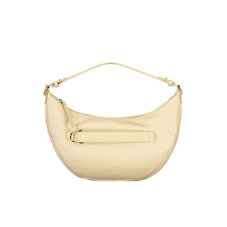 Bolso de mano de cuero beige para mujer