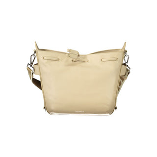 Bolso de mano de cuero beige para mujer