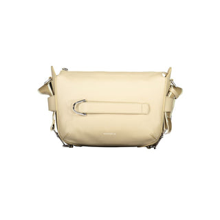 Bolso de mano de cuero beige para mujer